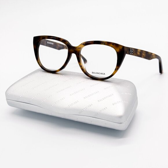 NEW BALENCIAGA EYEGLASSES BB0131O 008 ROUND OVAL HAVANA WOMEN EYEWEAR BALENCIAGA - Picture 1 of 9